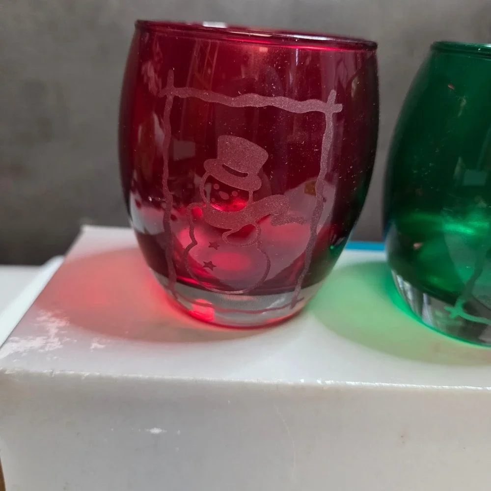 Partylite P7259 Snowman Christmas Tree Stars Votive‎ Candle Holders Set of 3 - Picture 2 of 13